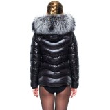 Puffer Jacket with Fur Hood “IceBlack“
