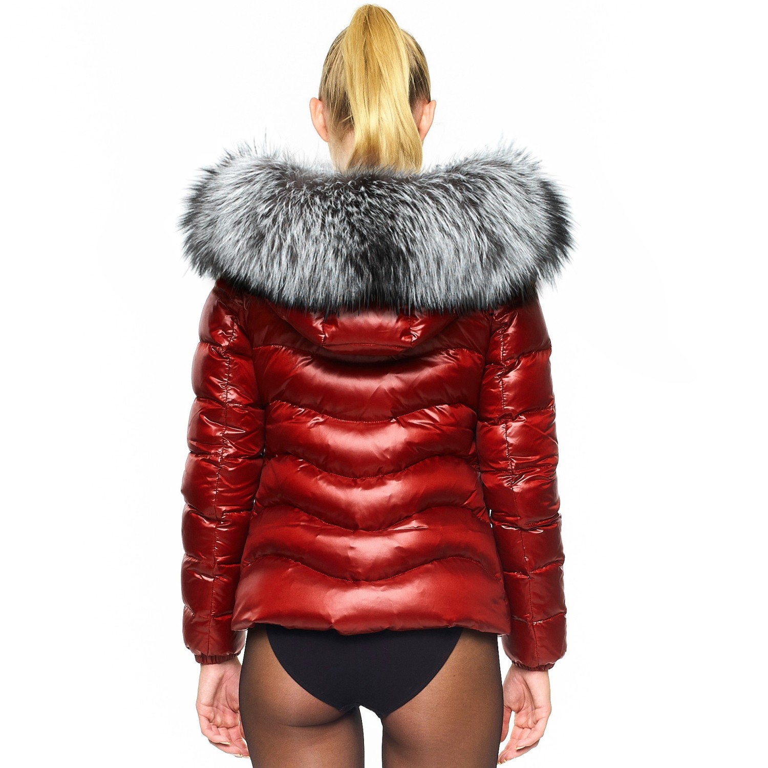 Puffer jacket with fur hood