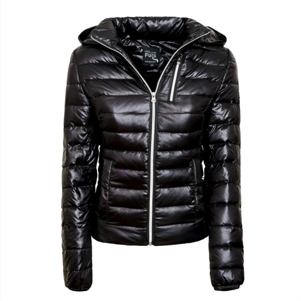 Sporty Down Jacket with Fur Hood 