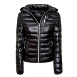 Sporty Down Jacket with Fur Hood "Majestic Black"
