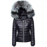 Silverfox warm Winter Coat with Fur Hood "Majestic Black" grey