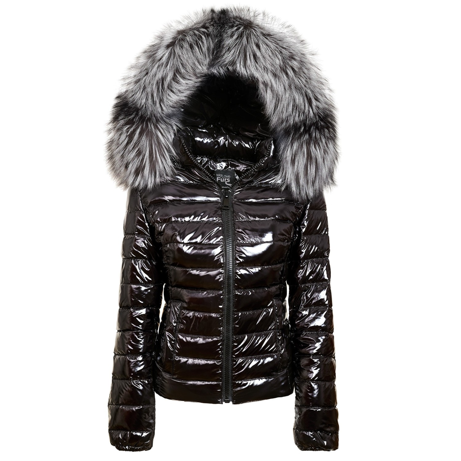 Puffer jacket with fur hood