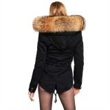 Fur Hooded Coat “Petite“ with XXL Fur We Love Furs Raccoon Finnraccoon