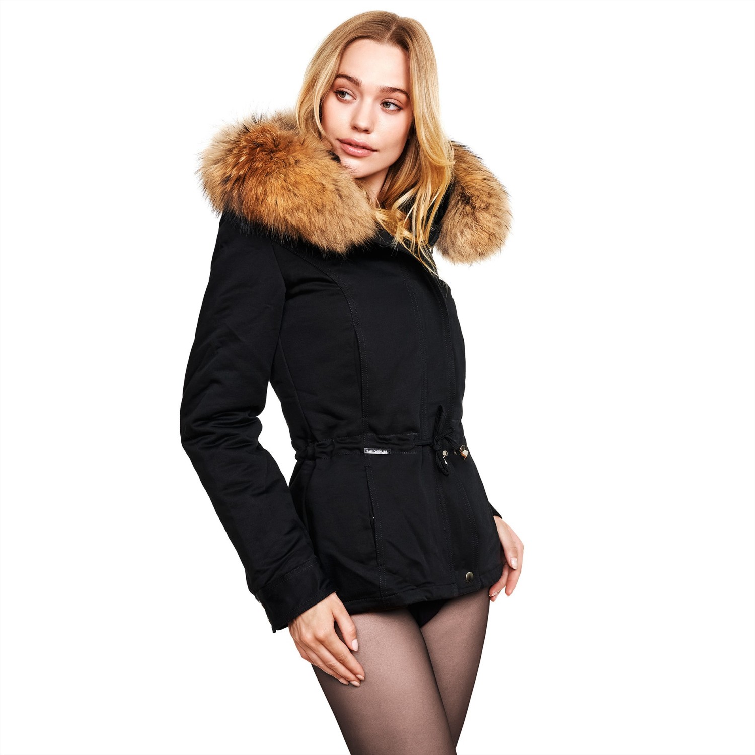 Fur hooded jacket with fur