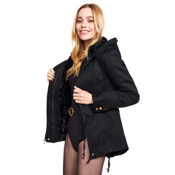 Winterjacket warm  XXLFur Hooded Coat  “Petite“ with XXL Fur We Love Furs black