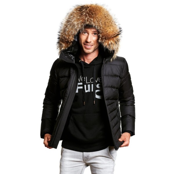 furhooded downjacket We Love Furs Winter black