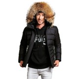 furhooded downjacket We Love Furs Winter black