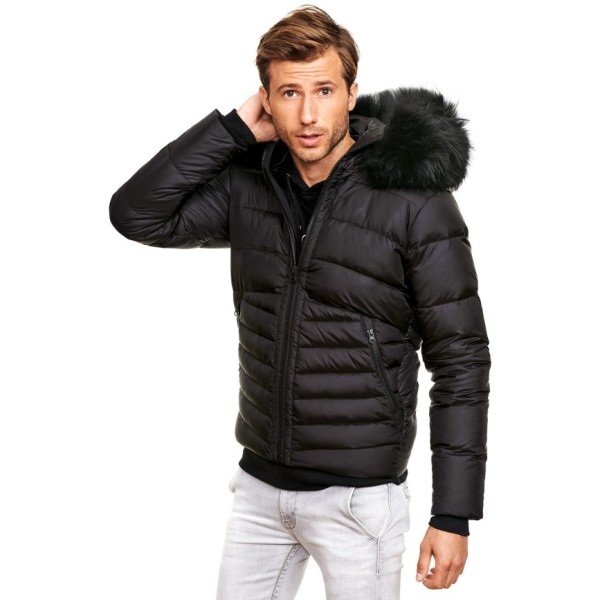 black Winter warm Men’s Down Jacket with Fur 