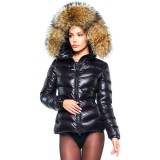 Warm Puffer Jacket with Fur Hood Puffercoat winter jacket