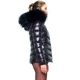 Ladies Puffer Jacket with Fur Hood winterjacket black basic