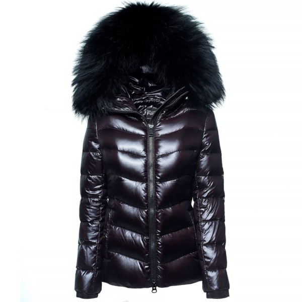 Winterjacket Realfur Puffer Jacket with black Fur Woman ladies coat