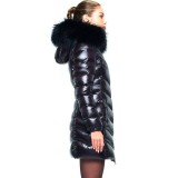 Realfur Winterjacket Puffercoat Woman Down Coat with Fur Hood black