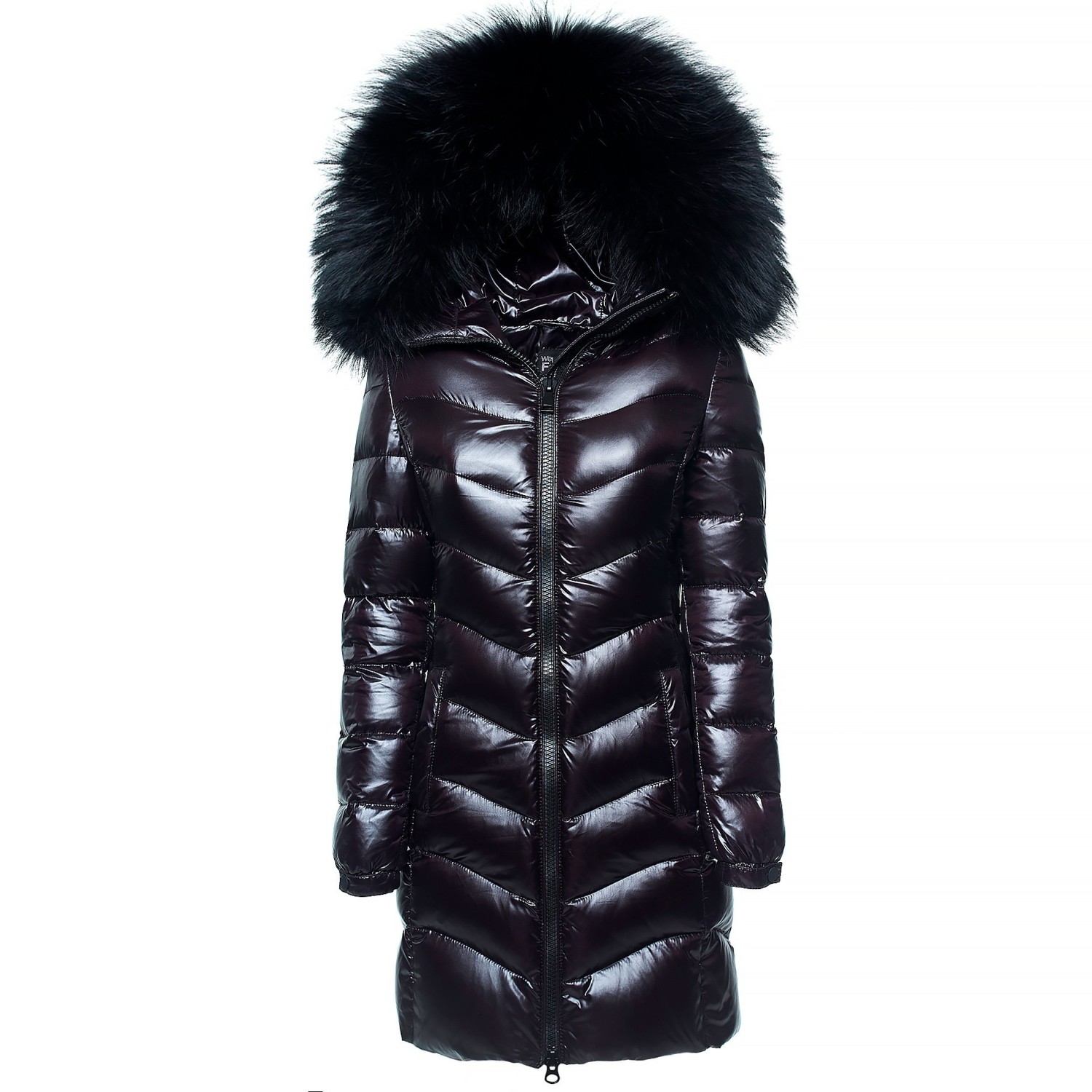 Puffer Coat with Fur Hood 