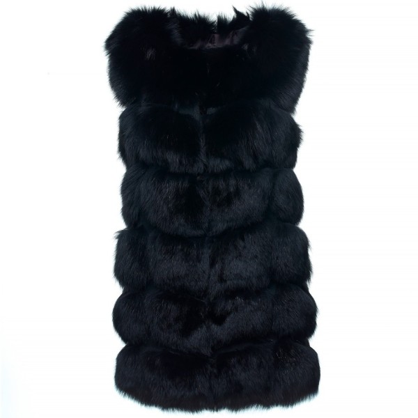 Foxfur gilet vest black long Realfur Winterjacket