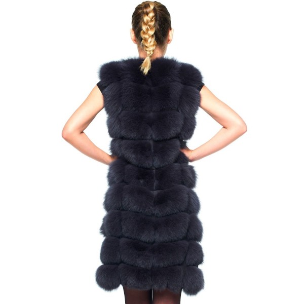 Woman Real Fur Vest Wintercoat black long