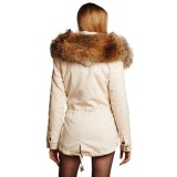 Jacket with Fur Hood "PETITE" in Cream