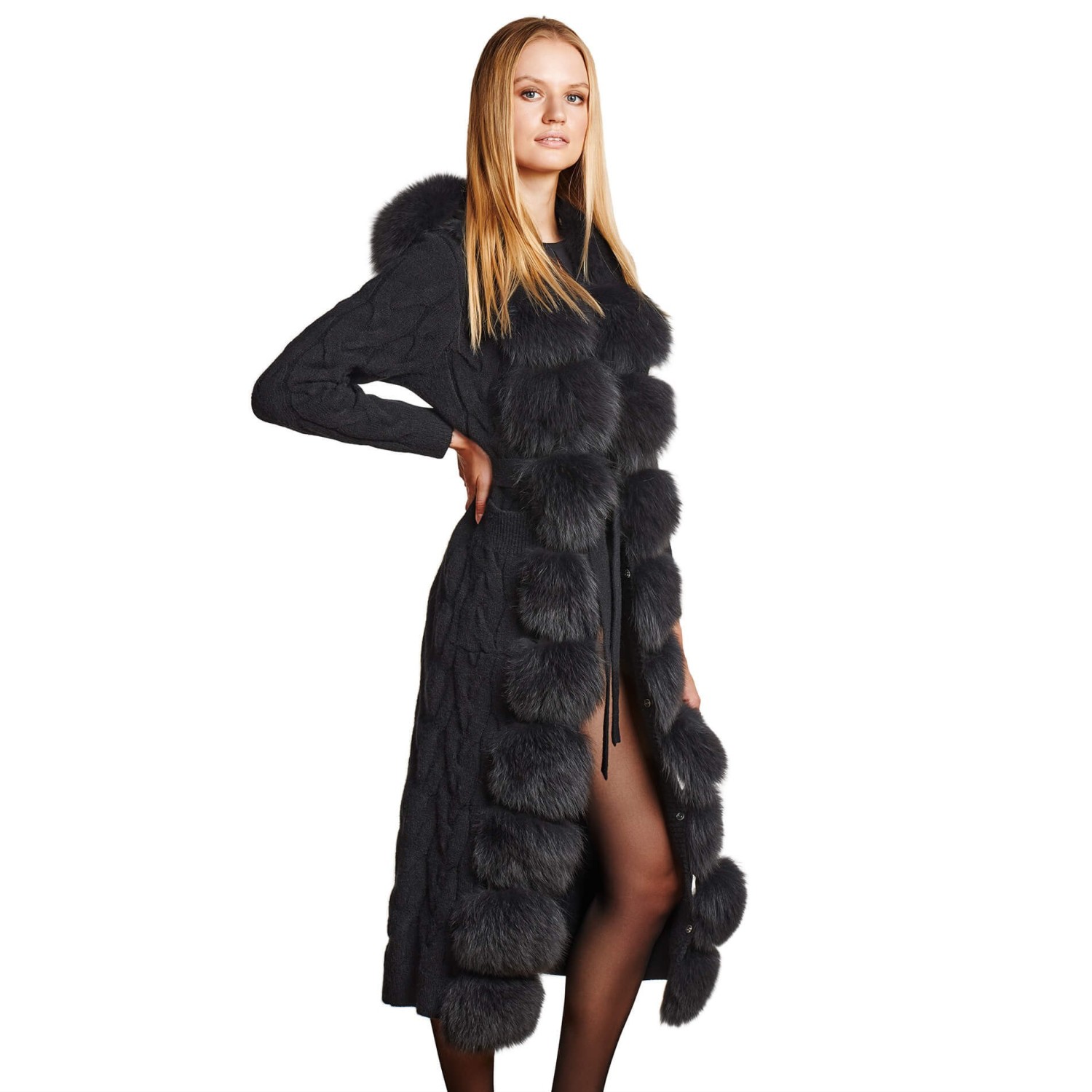 Coat with real fur