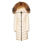 Long down coat with Fur Hood "IceWhite", white, Downcoat, Wintercoat, Winterjacket, whitejacket