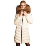 Down coat with real fur collar
