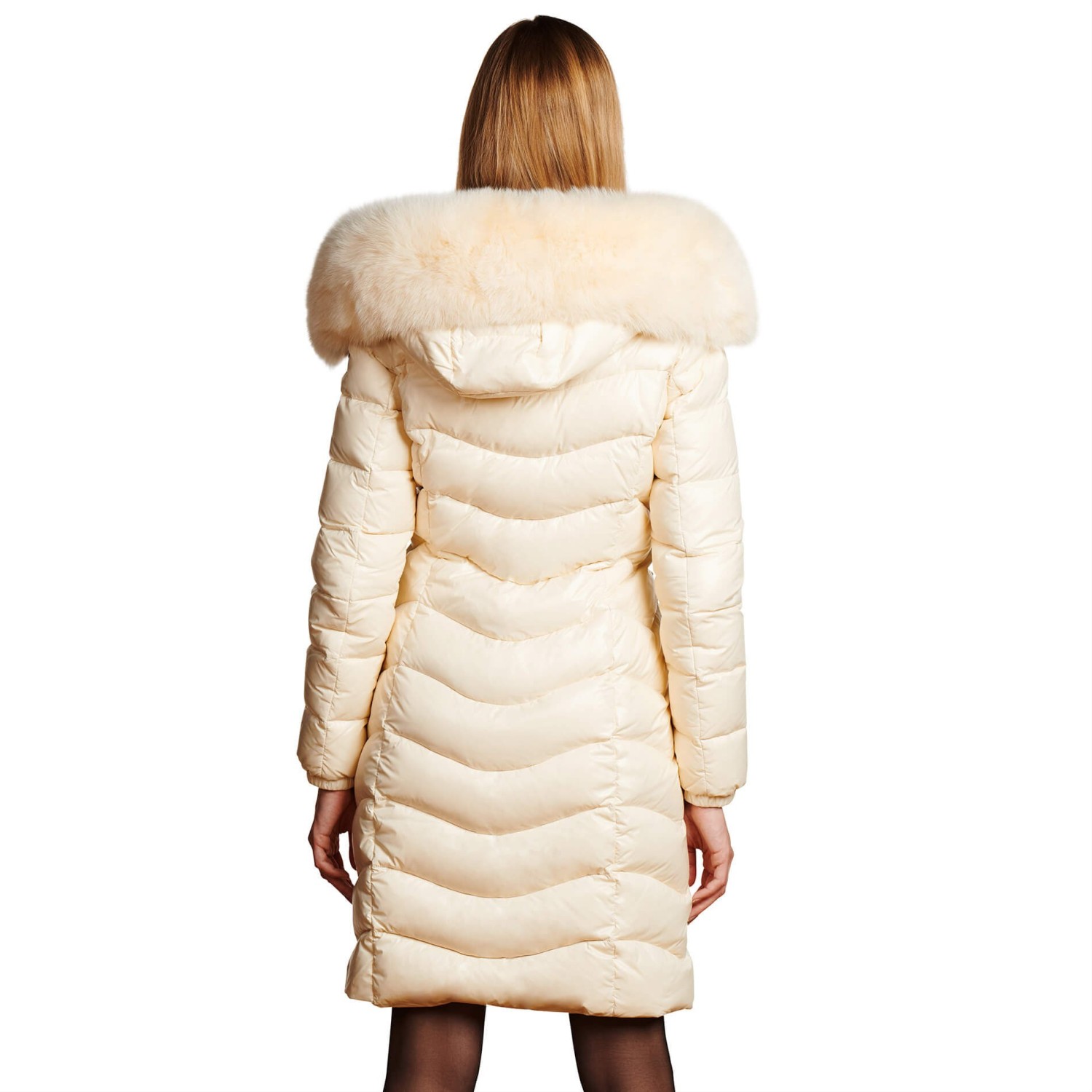 Down coat with fur hood