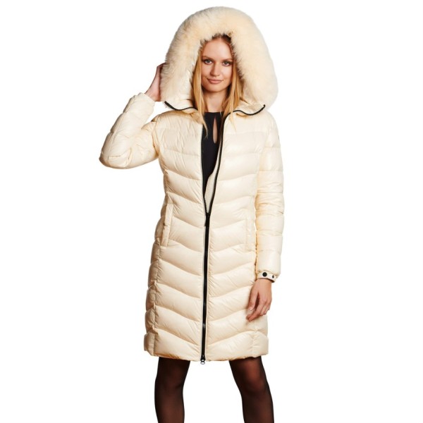 Long down coat with Fur Hood 