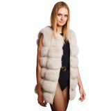 Fur Jacket with leather sleeves "VOGUE" cream