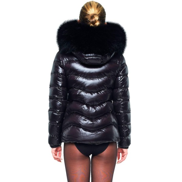 Downjacket with faux fur collar