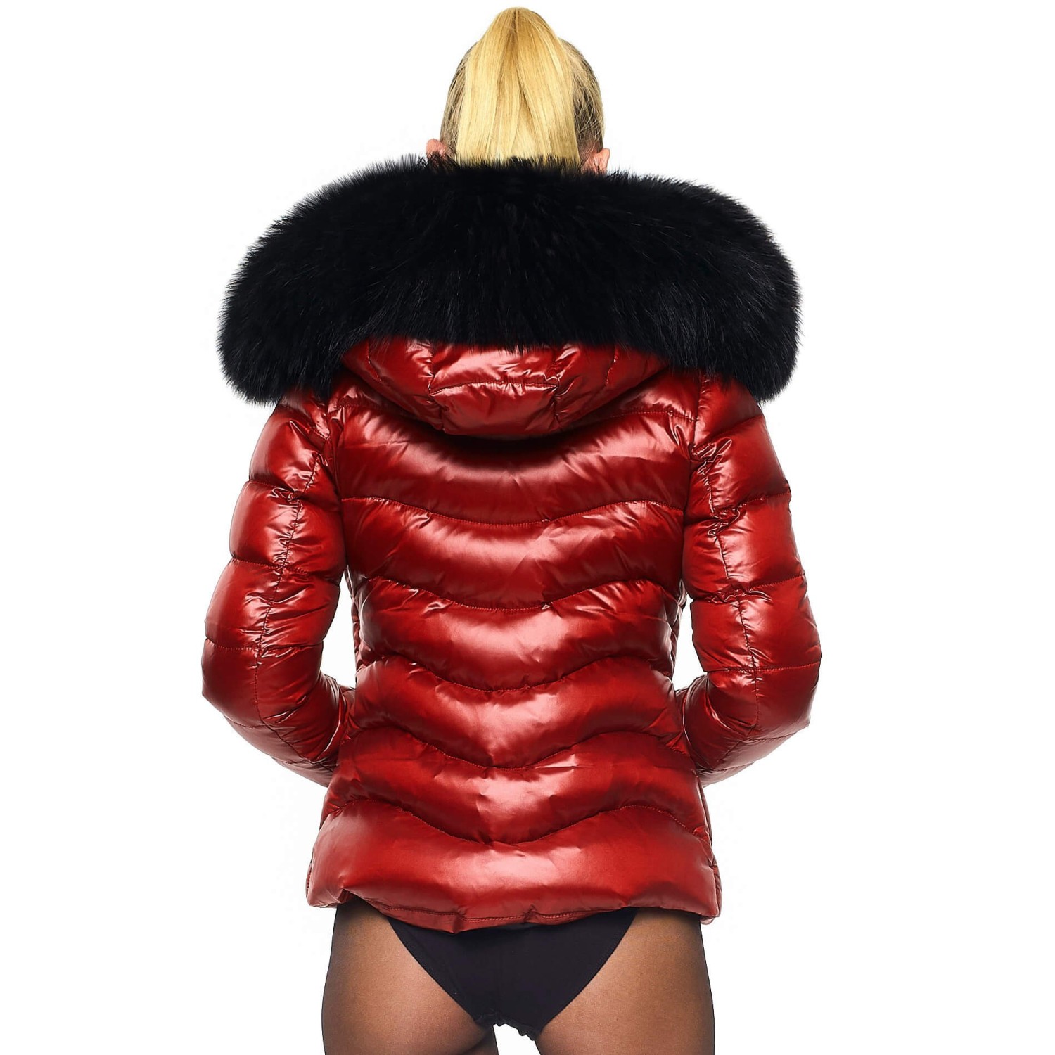 Puffer jacket with fake fur