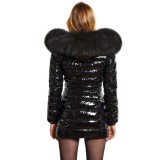 Pufferjacket with fake fur black