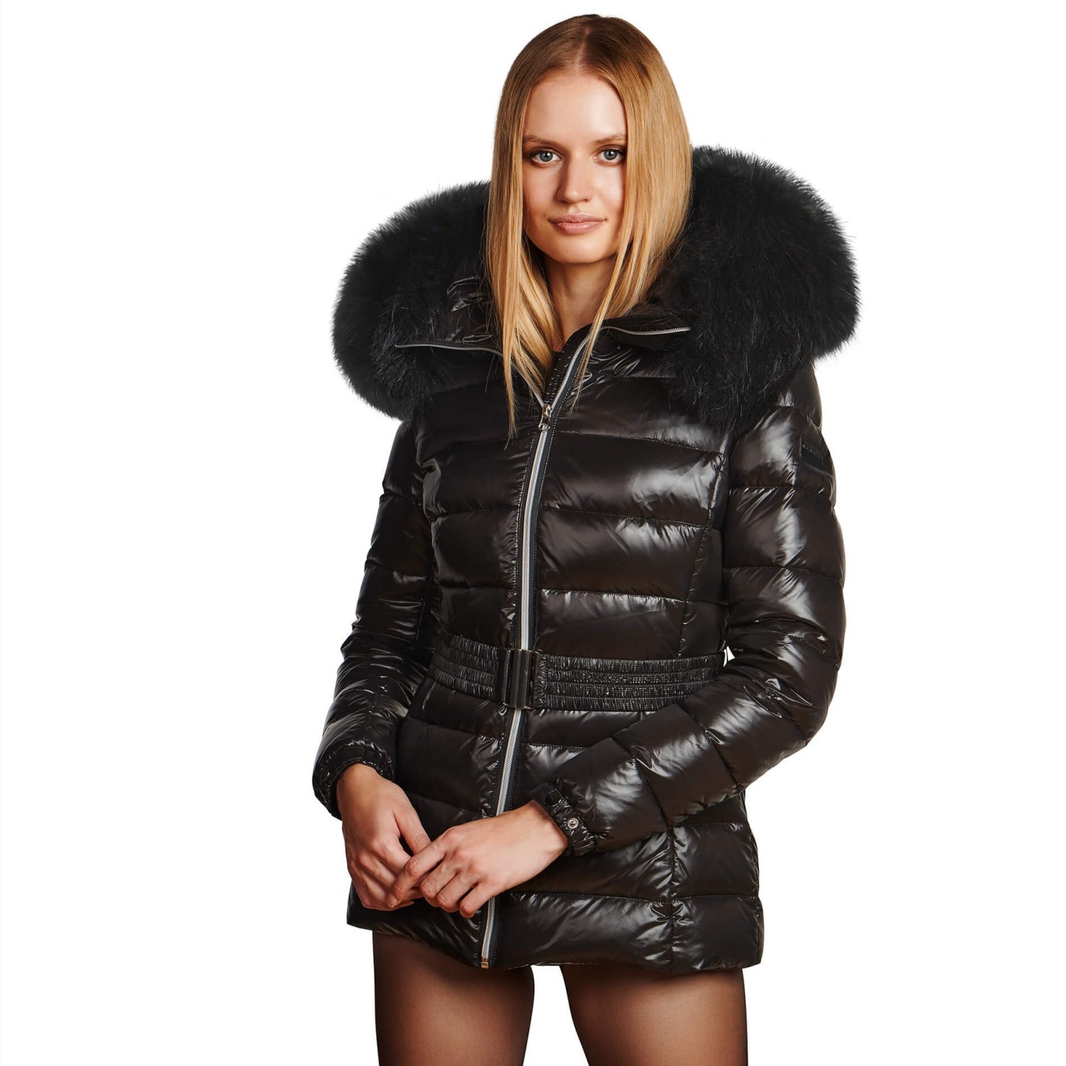 Ladies downjacket with fake fur