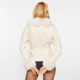 Cream Jacket with Fur “CHER“
