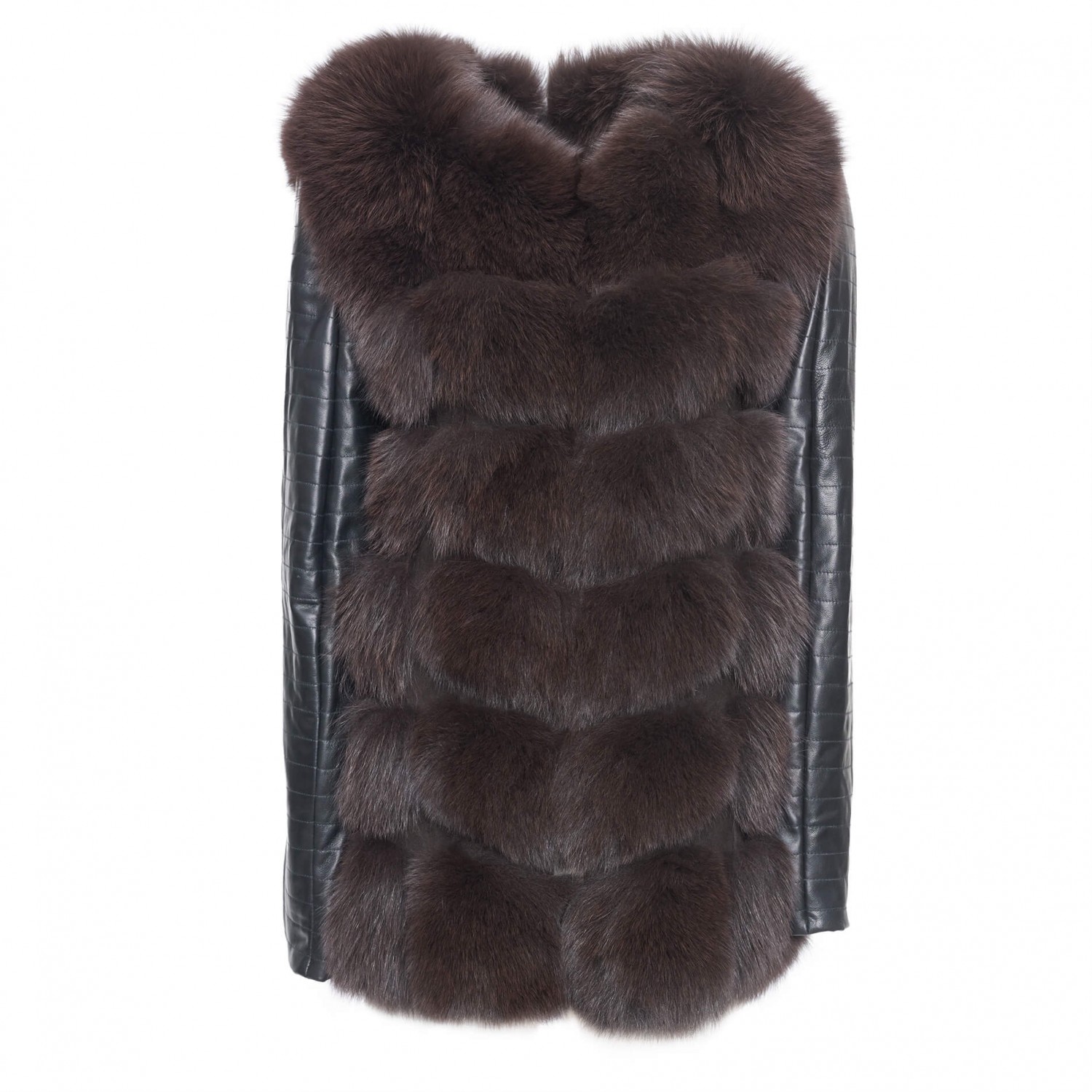 Real fur jacket with leather sleeves