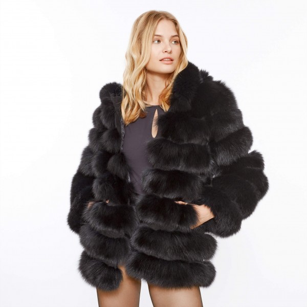 real fur jacket black