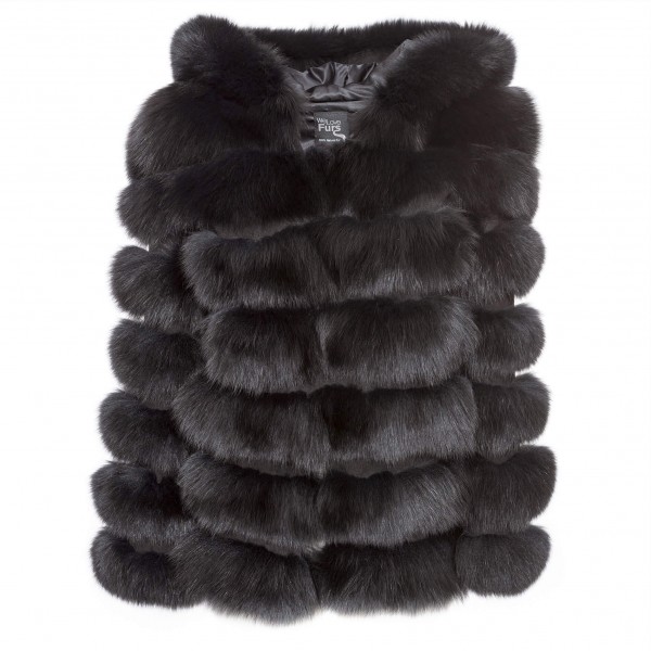 real fur jacket with hood black