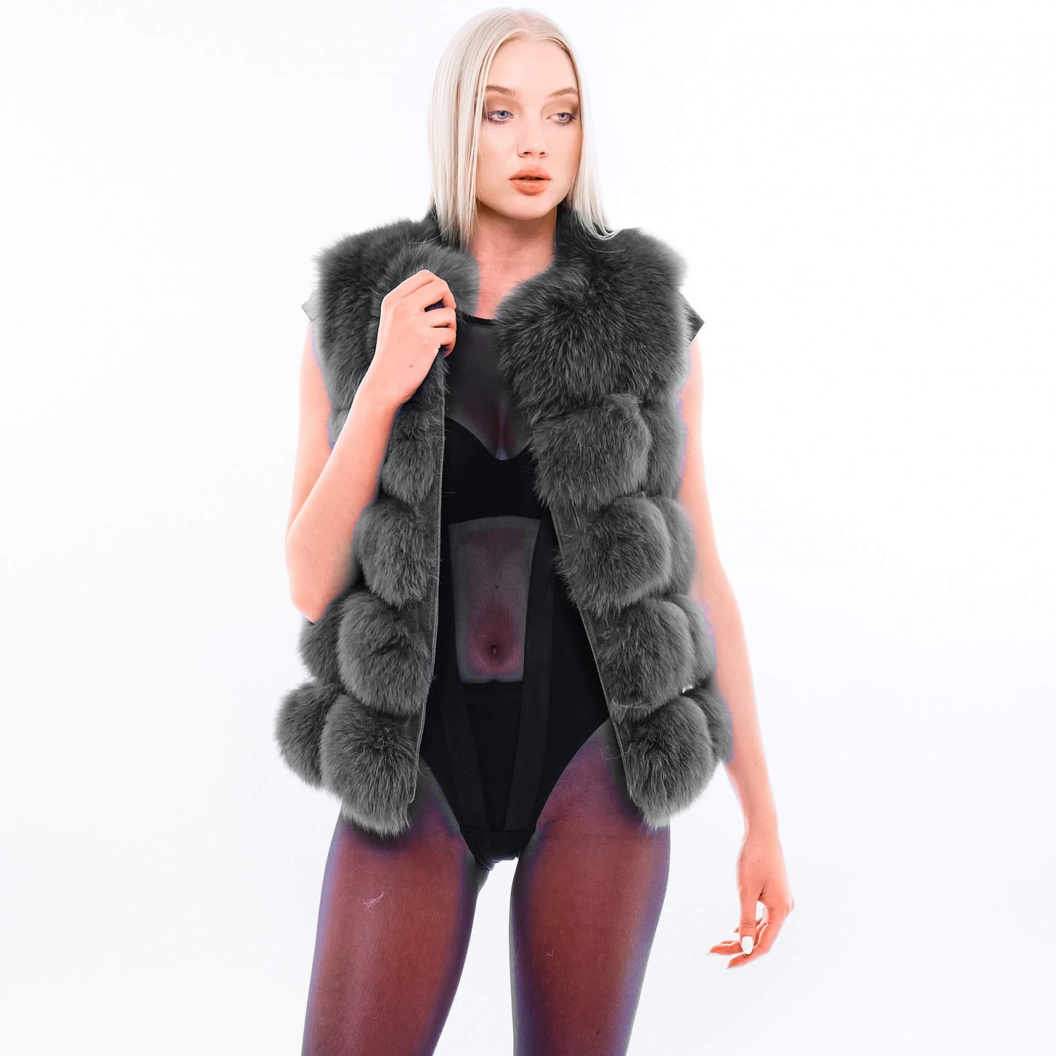 Short Fur Jacket „Mini-Vogue“ in grey