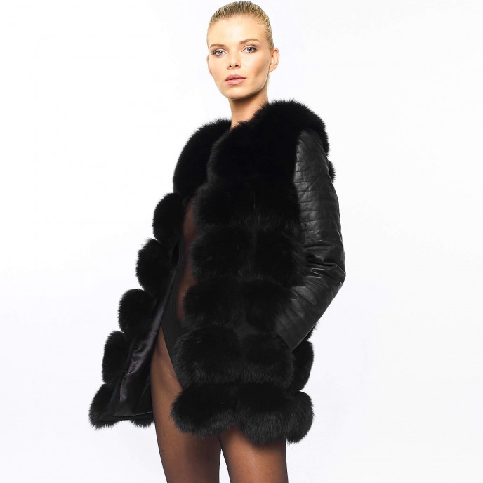 Black Fur Jacket with...