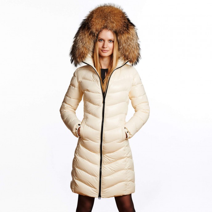 Down coat with fur hood
