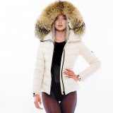 Down jacket with fur hood