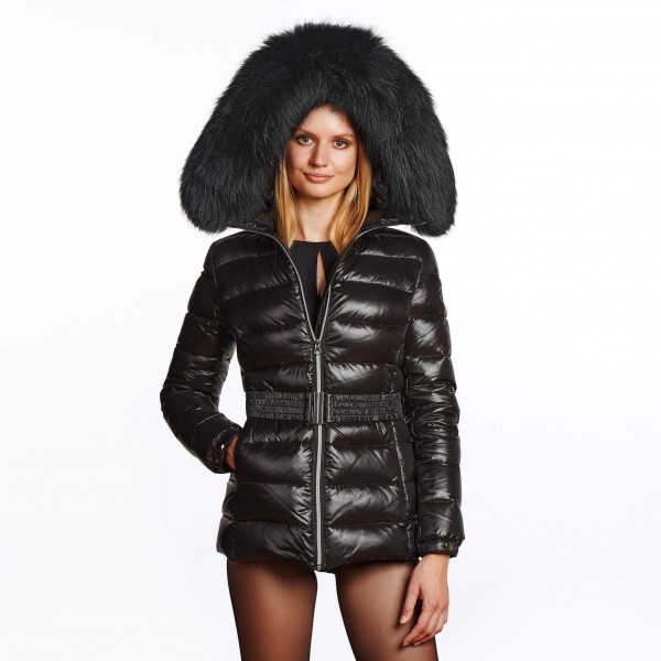 Down jacket with real fur