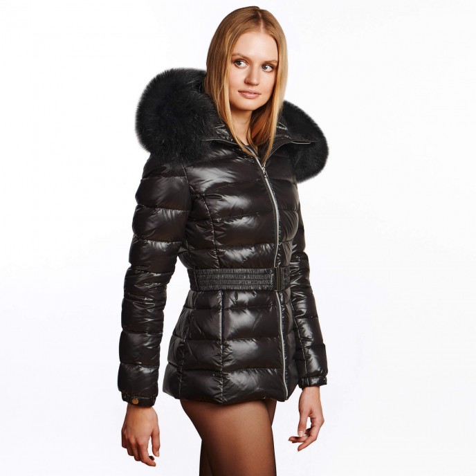 Down jacket with faux fur