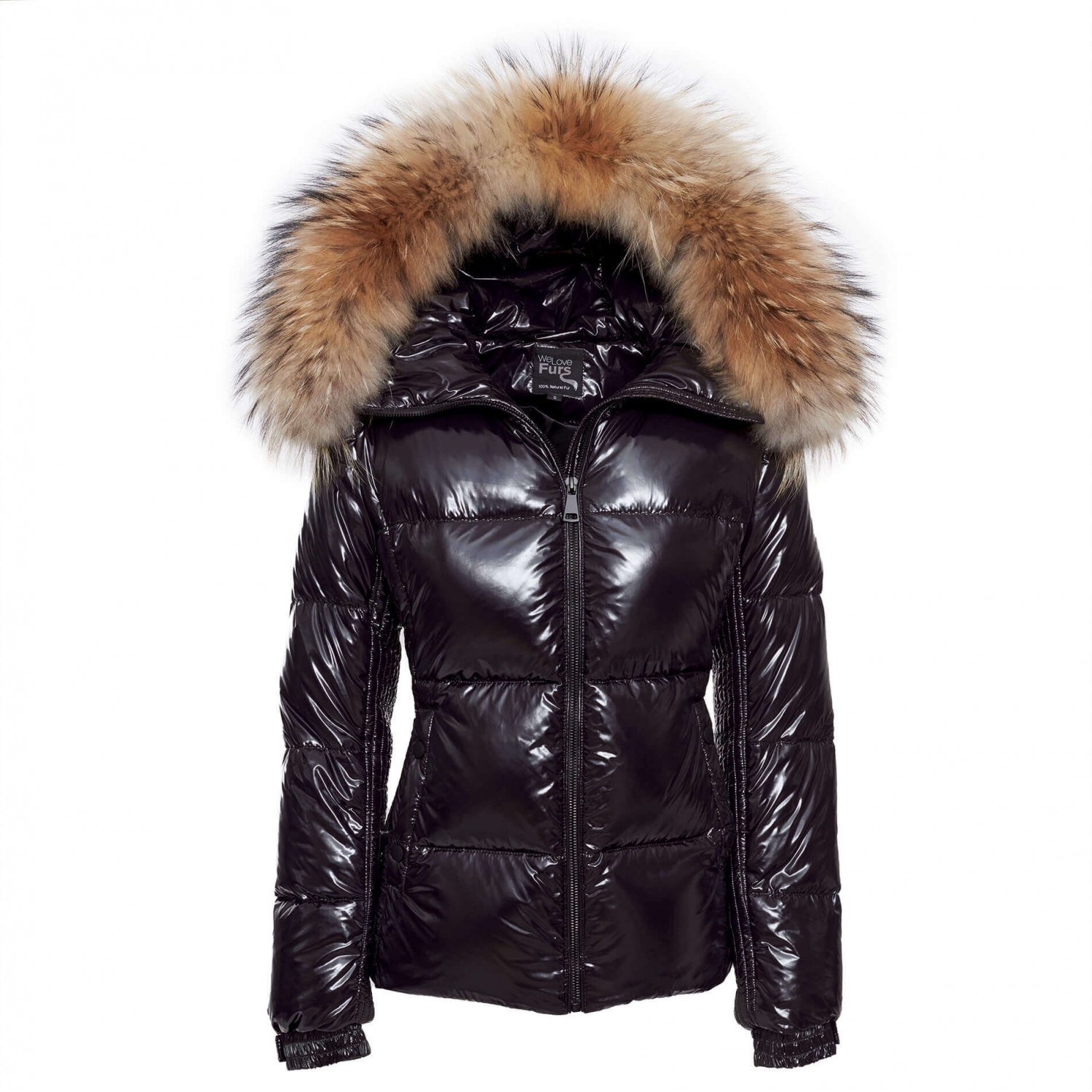 Puffer jacket with real fur hood