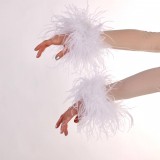Ostrich feather cuffs in white