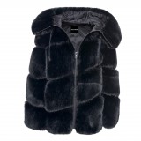 Imitation fur jacket black