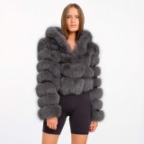 real fur jacket darkgrey