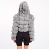 hooded furjacket grey