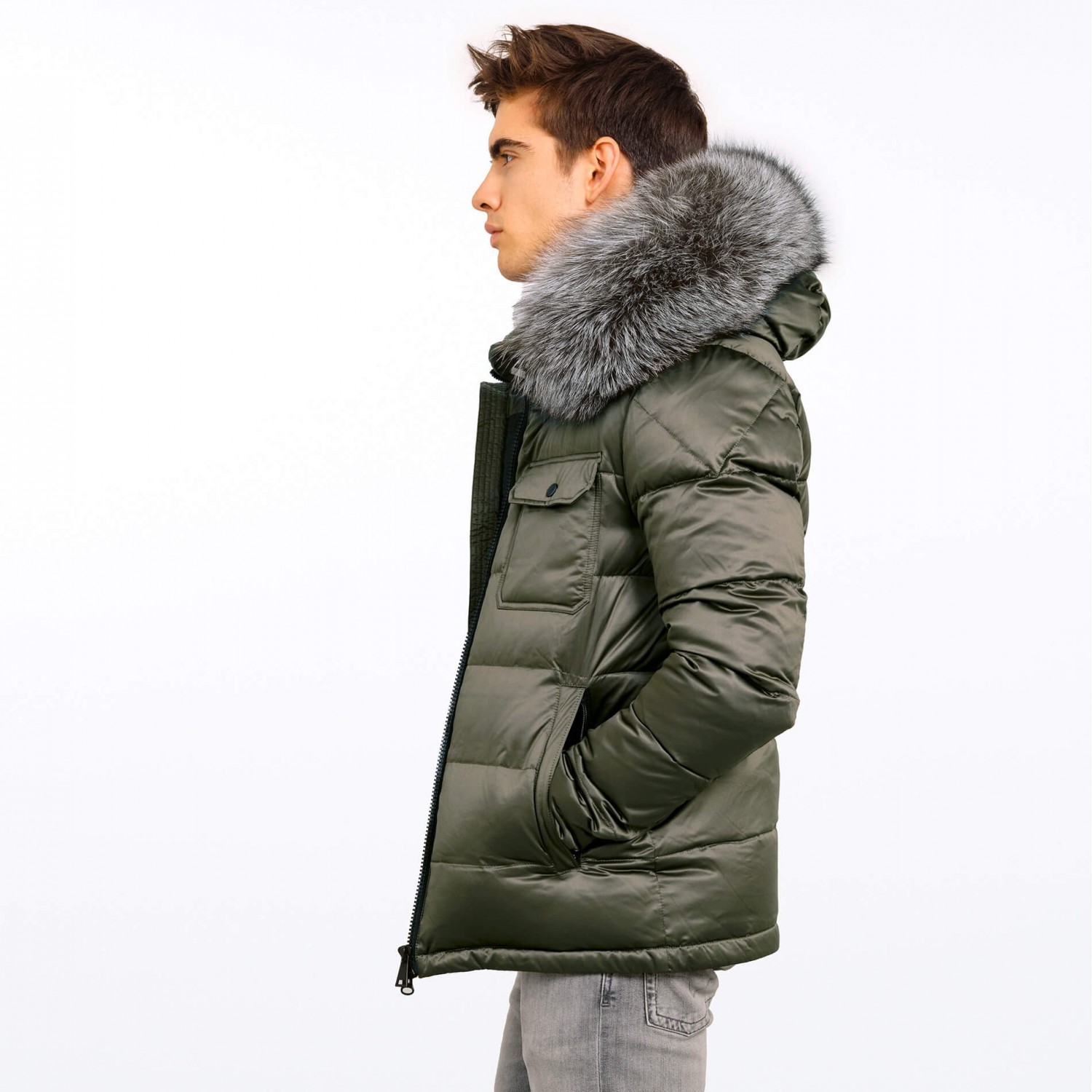 Mens puffer jacket with fur