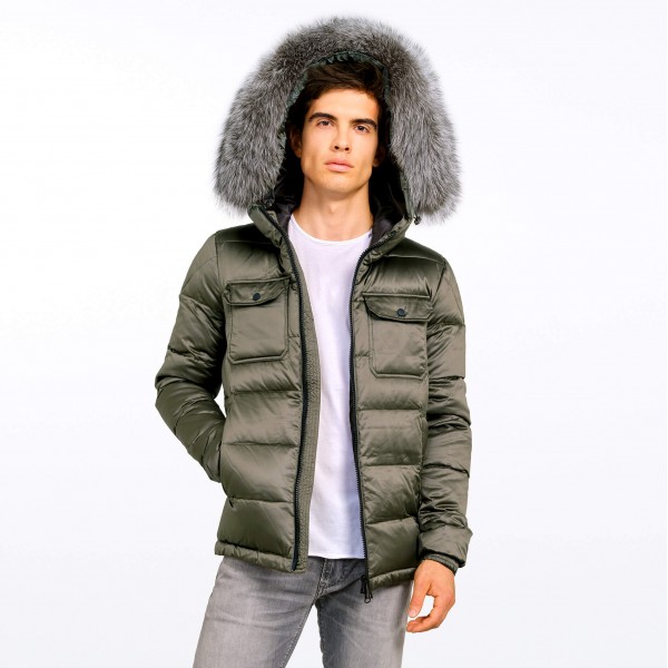 mens down jacket with fur collar