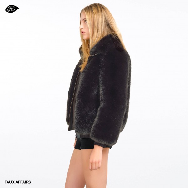 black Ladies winterjacket fake fur