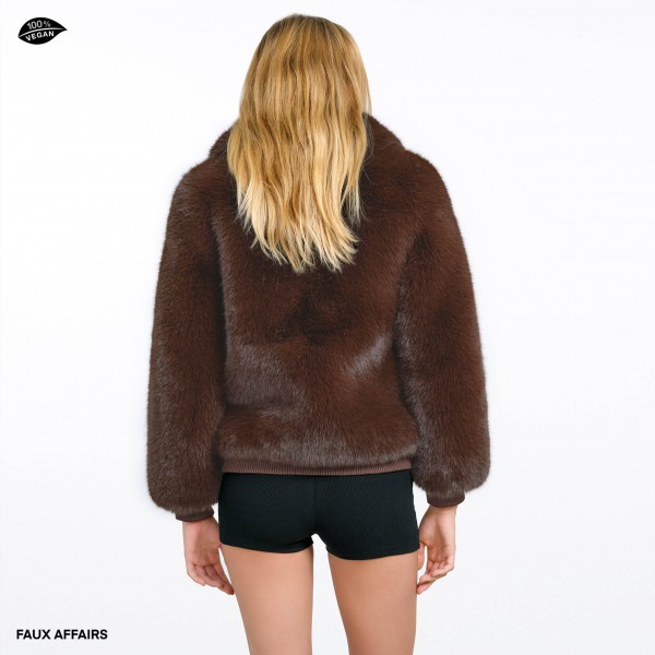 vegan fur jacket brown