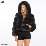 fake fur jacket with hood black